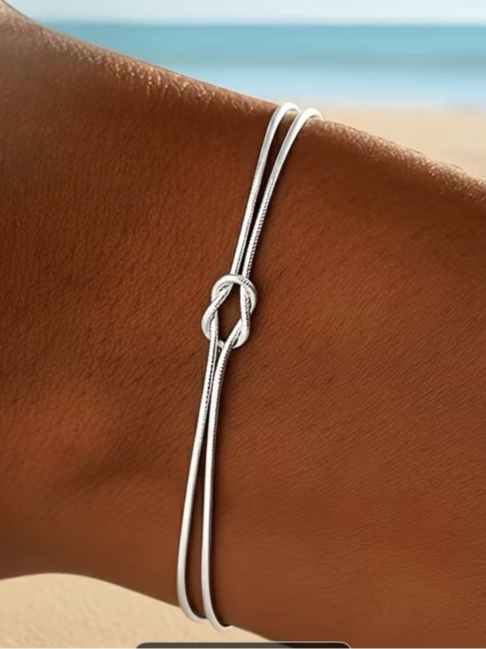 Silver Double Strand Knot Bracelet - Metal Color